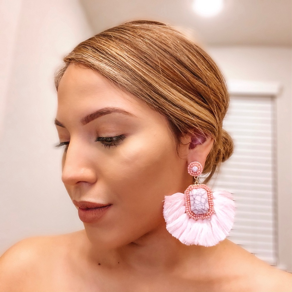 LAST PAIR! Statement Tassel Earrings- Pink